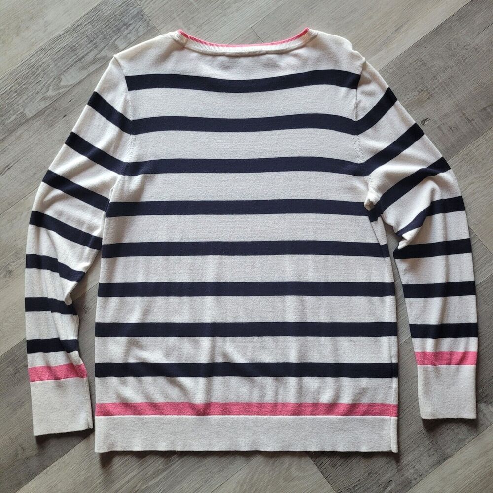 Loft Striped Sweater Petite Large Casual Nautical Career Preppy Crew Neck - Picture 7 of 7